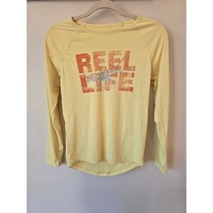 Reel Life Womens Yellow Lobster Graphic Long Sleeve Performance Fishing Shirt S